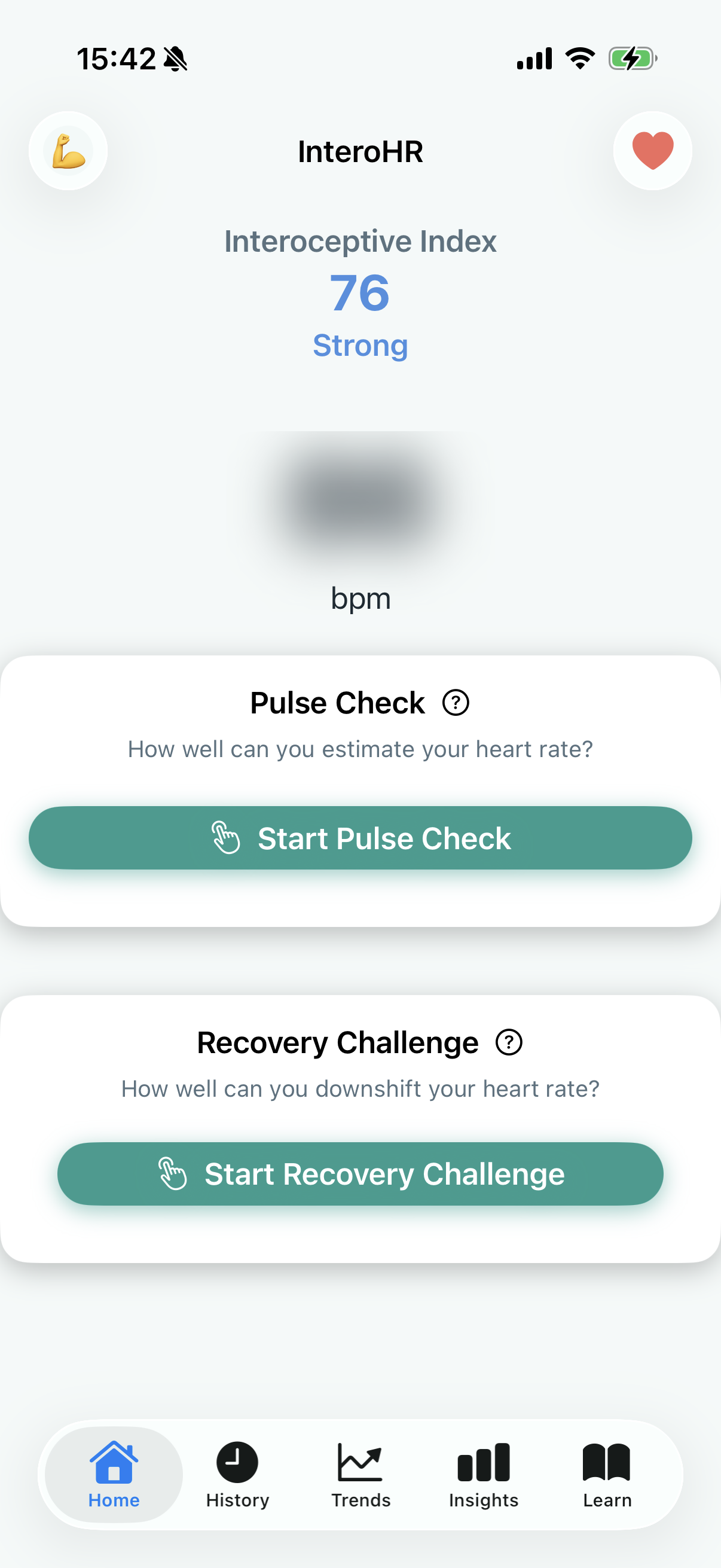 InteroHB home screen